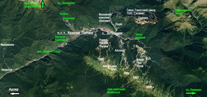 Карта красной поляны и курортов